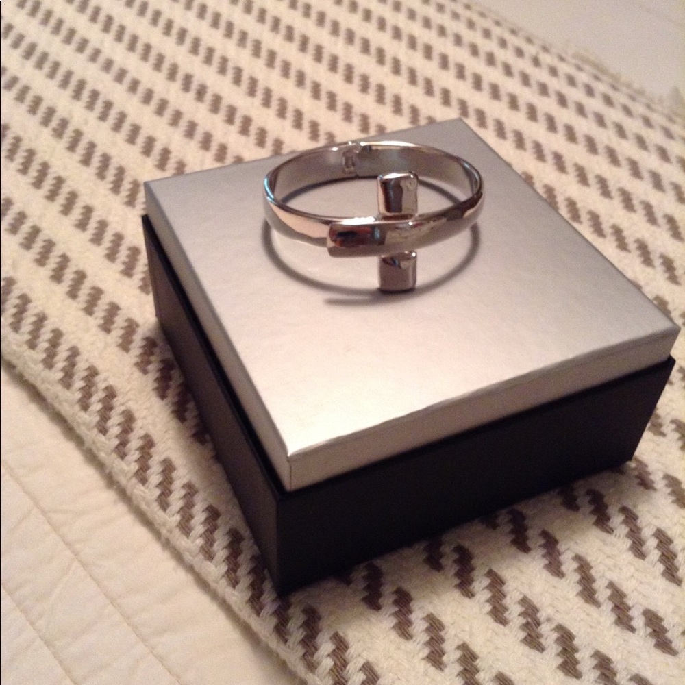 RLM White Bronze Hinged Back Closure Bracelet.